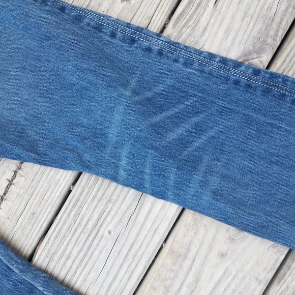 Vintage 90s Jeans Womens Straight Leg Patch Frayed Edge Distressed - Picture 4 of 15